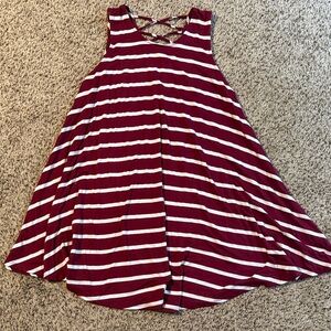 Dee Elle Maroon and White Striped Dress
